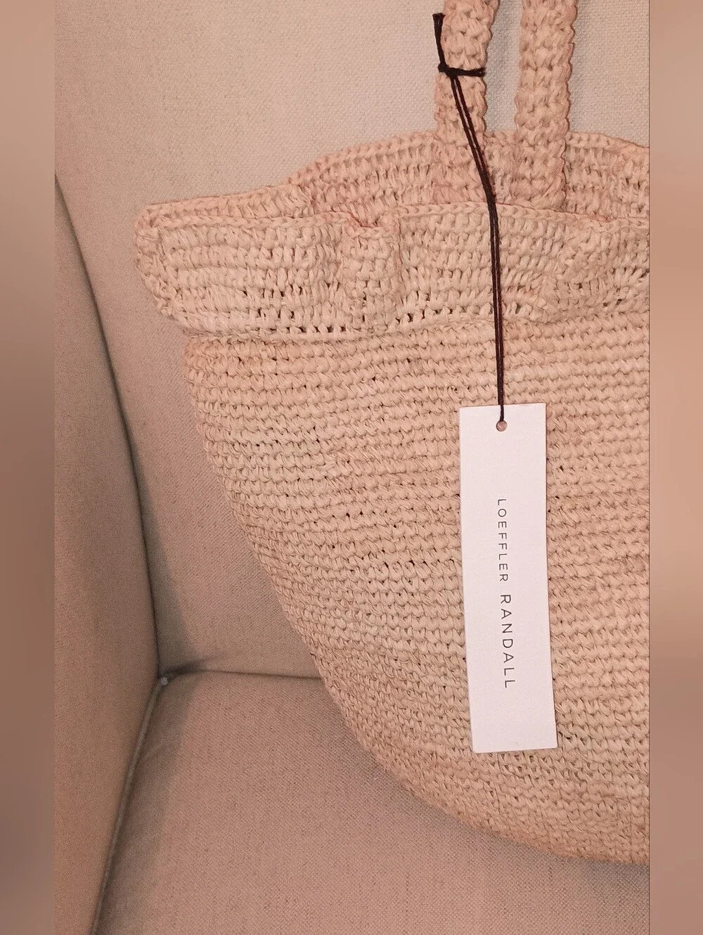 Loeffler Randall Cyrus Natural Ruffle Top Raffia Shoulder Tote Bag  New With Tag - Picture 10 of 11